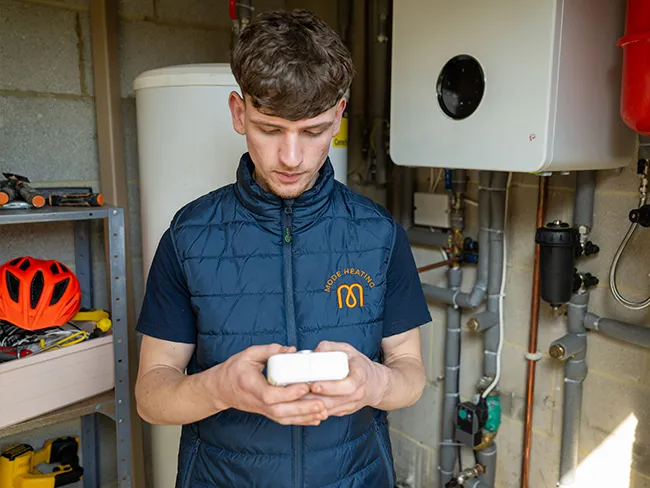 Smart thermostat and heating controls installed by Mode Heating